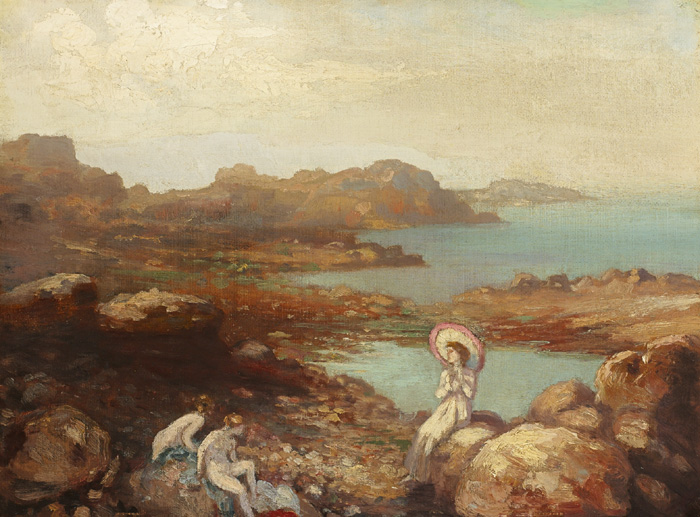 WOMAN AND CHILDREN ON THE SEASHORE at Whyte's Auctions