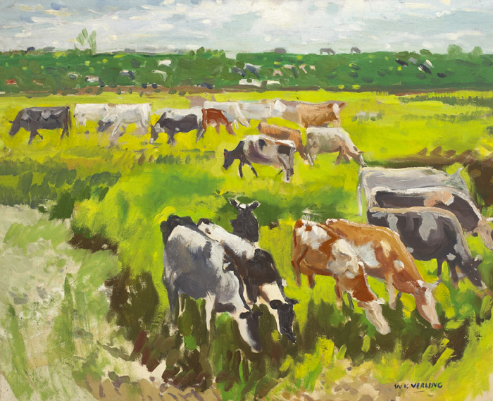 CATTLE GRAZING, COONAGH, COUNTY LIMERICK by Walter Verling HRHA (b.1930) at Whyte's Auctions