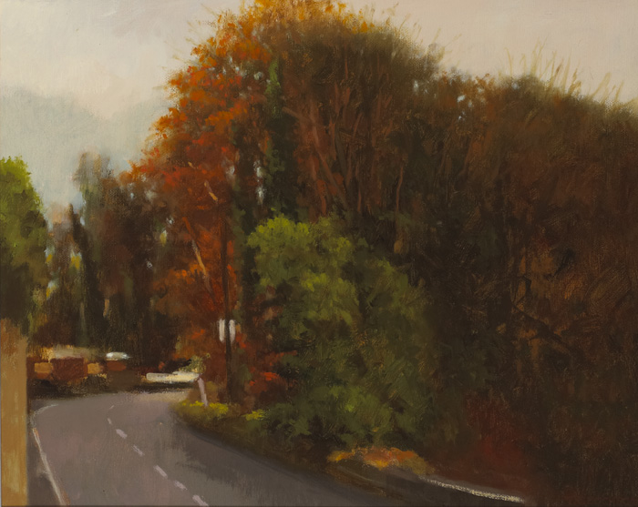 WINTER CORNER, ROAD TO BRIDGE, BLESSINGTON, COUNTY WICKLOW by Trevor Geoghegan (b.1946) (b.1946) at Whyte's Auctions
