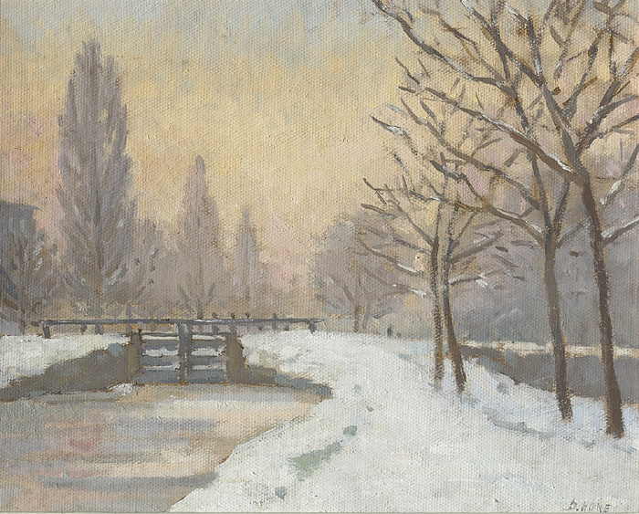 SNOW STUDY, GRAND CANAL and PONT DES ARTS, PARIS (A PAIR) by David Hone sold for �290 at Whyte's Auctions