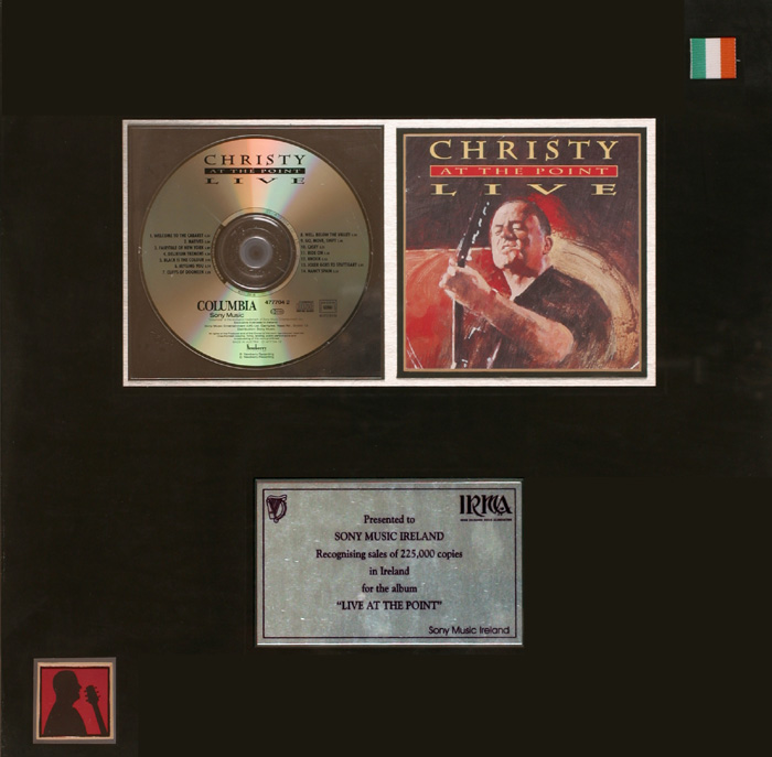 Christy Moore, Live at the Point, award at Whyte's Auctions