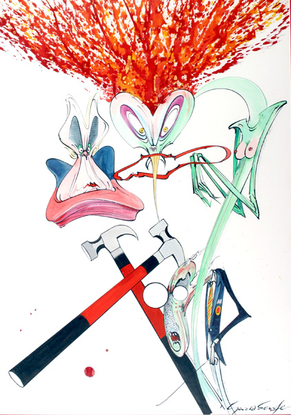 Pink Floyd, 'The Wall', watercolour by Gerald Scarfe at Whyte's Auctions