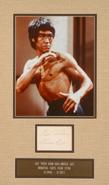 Bruce Lee, framed signature at Whyte's Auctions
