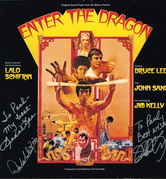 Bruce Lee, Enter the Dragon, soundtrack album, signed at Whyte's Auctions