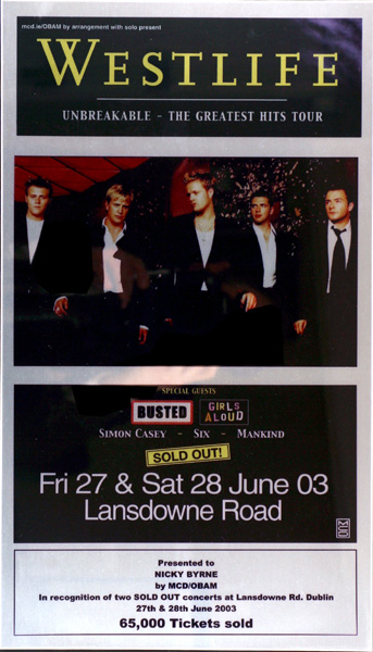 Westlife, Unbreakable - The Greatest Hits Tour at Whyte's Auctions