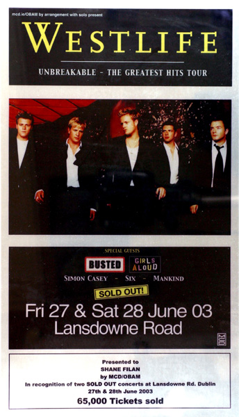 Westlife, Unbreakable - The Greatest Hits Tour at Whyte's Auctions