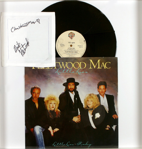 Fleetwood Mac, Christine McVie and Mick Fleetwood, signed handkerchief.<R> at Whyte's Auctions