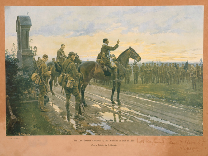 1915 (8 May). After Fortunino Matania. The last general Absolution of the Munsters at Rue du Bois. at Whyte's Auctions