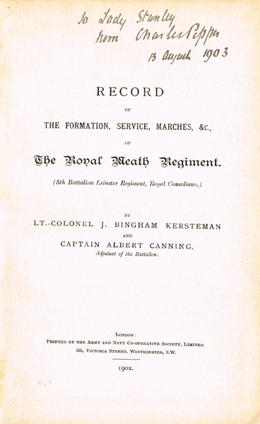 Bingham Kersteman, Lt. Colonel J. and Canning, Captain Albert, at Whyte's Auctions