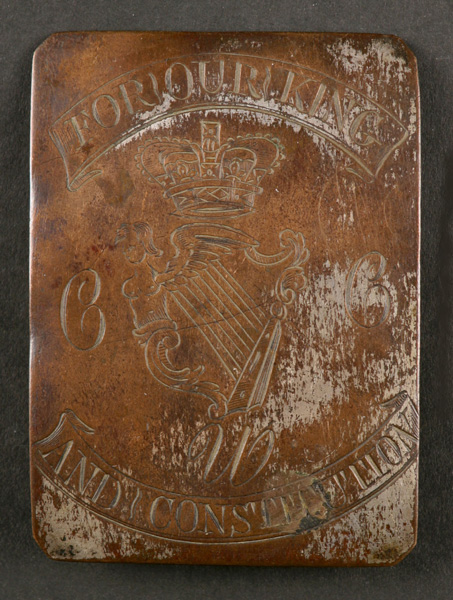 Circa 1790. County Cavan Volunteers shoulder belt plate. at Whyte's Auctions