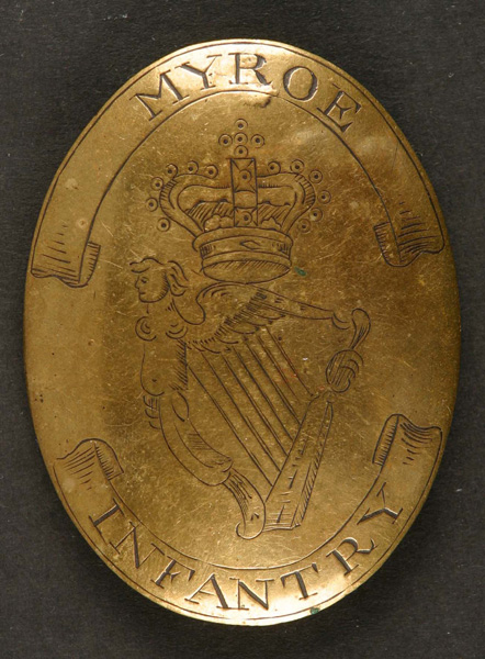 Circa 1798. Myroe Infantry, Co. Derry, cross belt plate. at Whyte's Auctions