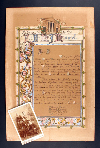 Padraig Pearse. Illuminated address to his teacher. at Whyte's Auctions