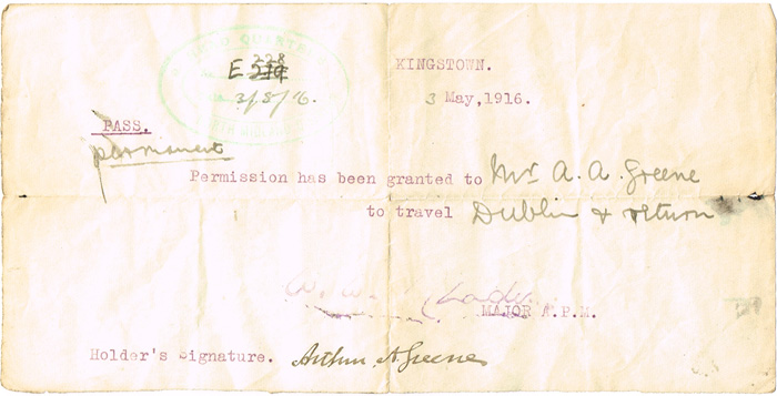 1916 - 1918 Permits to travel at Whyte's Auctions