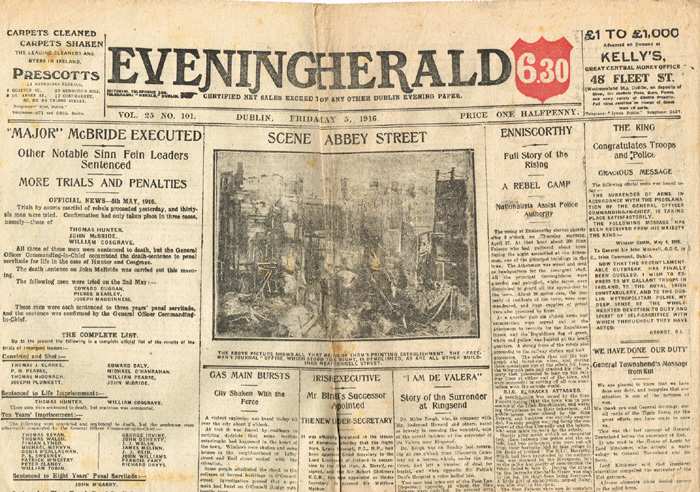 1916 (21 April - May 20). Collection of newspapers reporting the Rising and its aftermath. at Whyte's Auctions