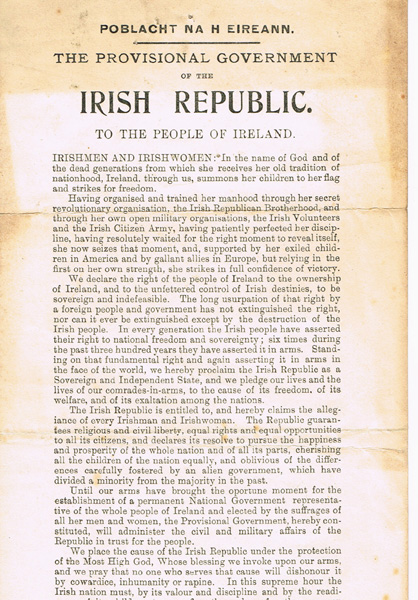 1919 Declaration of Irish Independence and a copy of the Proclamation at Whyte's Auctions