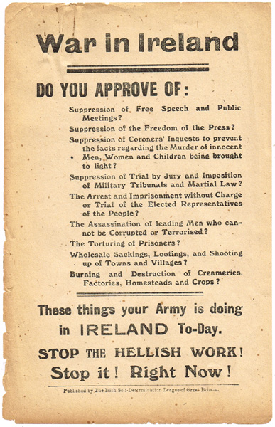 Circa 1920 Irish Self-Determination League of Great Britain propaganda pamphlets at Whyte's Auctions