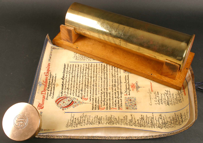 March 1944, a presentation brass artillery shell case at Whyte's Auctions