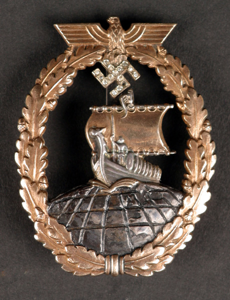 Kriegsmarine Auxiliary Cruiser Badge with Diamonds at Whyte's Auctions