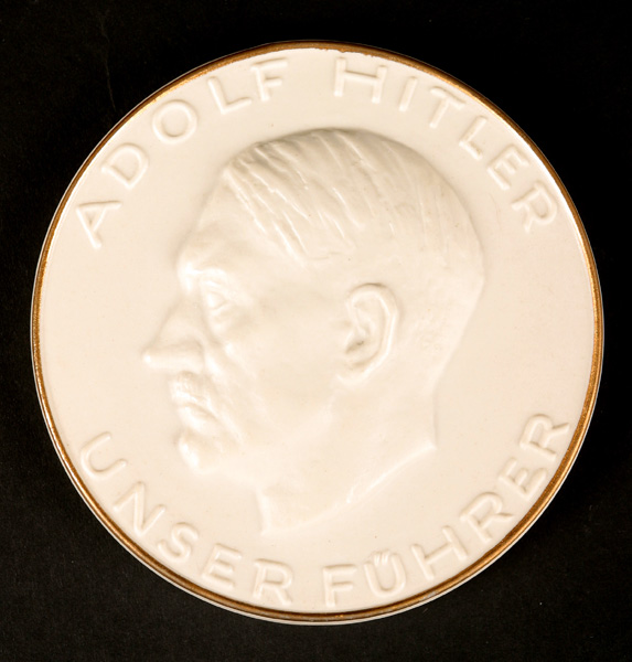 1939. Adolf Hitler commemorative porcelain medallion. at Whyte's Auctions