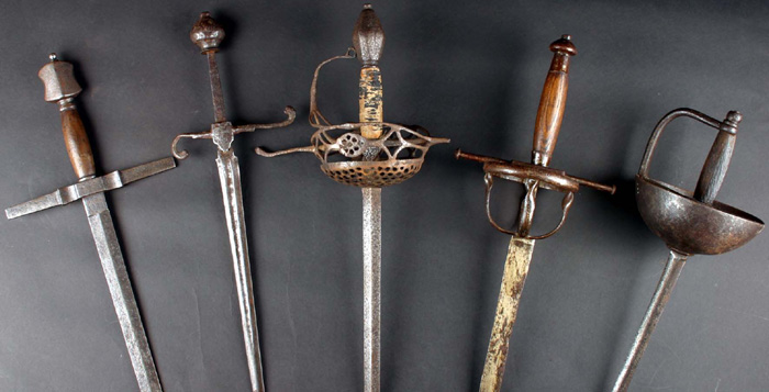A collection of five various swords at Whyte's Auctions