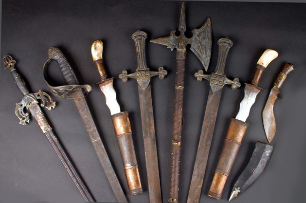 A collection of edged weapons at Whyte's Auctions