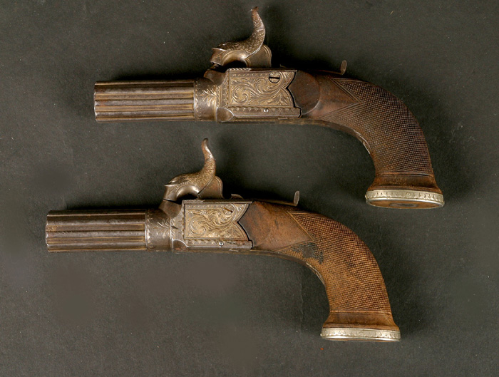 A pair of 19thC Blissett percussion pistols at Whyte's Auctions