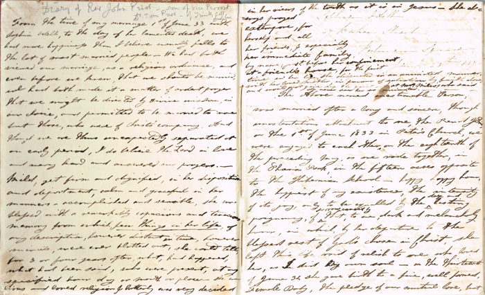 1833. Diary of Rev. John Prior, son of Dr Thomas Prior, Vice Provost of Trinity College Dublin. at Whyte's Auctions