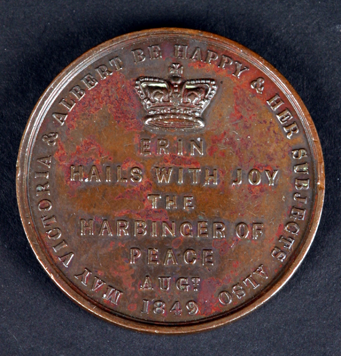 1849. A commemorative medal for the first visit of Queen Victoria to Ireland, at Whyte's Auctions