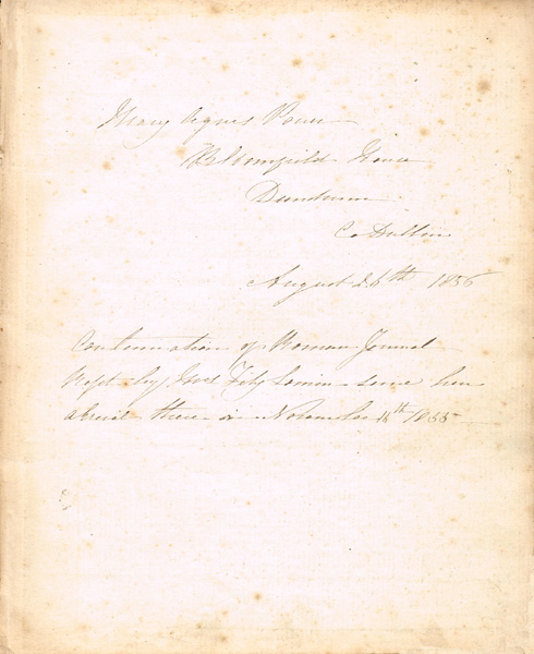 1856. Travel diary of Mary Agnes Power, Bloomfield House, Dundrum, Dublin. at Whyte's Auctions