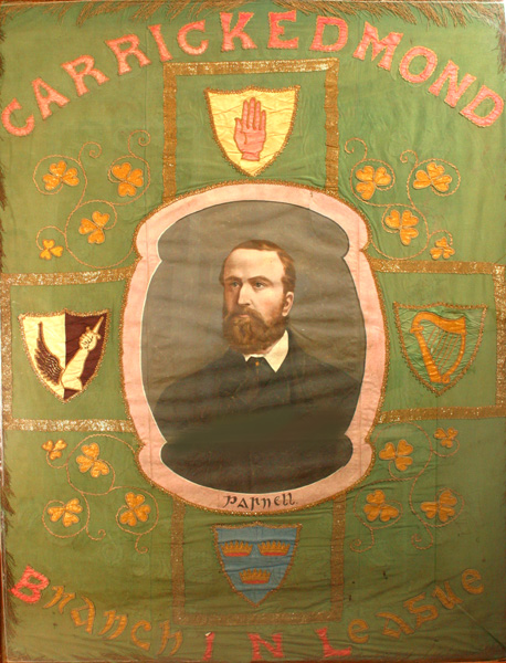 1880s Irish National League marching banner featuring portrait of Charles Stewart Parnell for Carrickedmond Branch, Co. Longford at Whyte's Auctions
