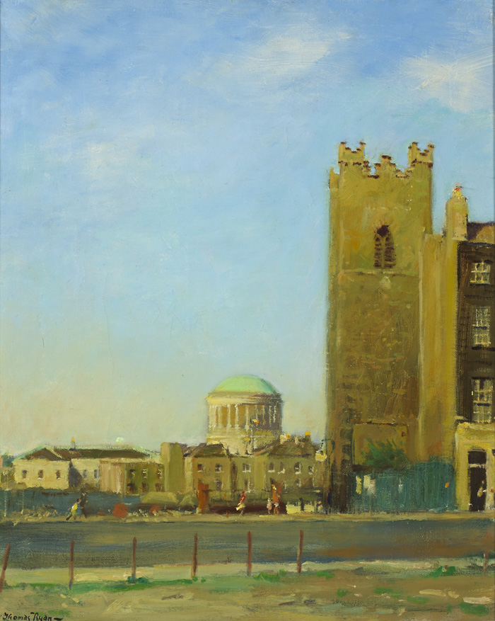ST. AUDEON'S AND THE FOUR COURTS, DUBLIN, 1980 by Thomas Ryan PPRHA (b.1929) at Whyte's Auctions