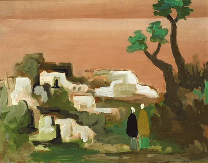 TWO FIGURES IN A MOROCCAN LANDSCAPE by Markey Robinson (1918-1999) at Whyte's Auctions