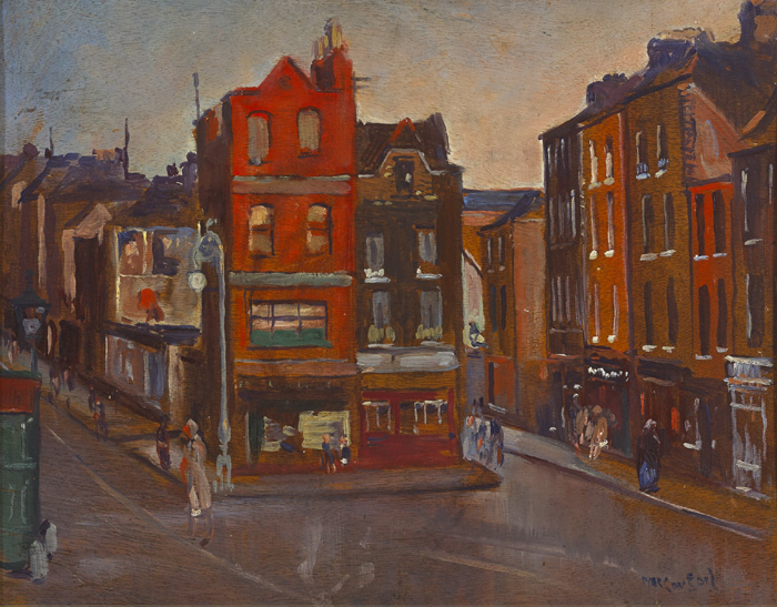 VIEW OF BOLTON STREET, DUBLIN AT THE INTERSECTION WITH CAPEL STREET, c.1927 by Maurice MacGonigal PRHA HRA HRSA (1900-1979) PRHA HRA HRSA (1900-1979) at Whyte's Auctions