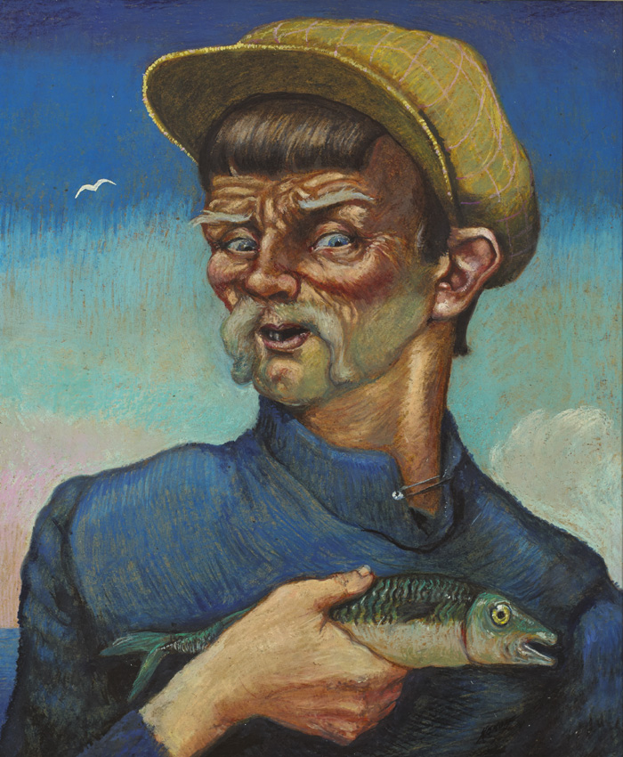 HOLY MACKERAL" (CONNEMARA FISHERMAN, RENVYLE, WALSH), 1960" by Harry Kernoff RHA (1900-1974) at Whyte's Auctions