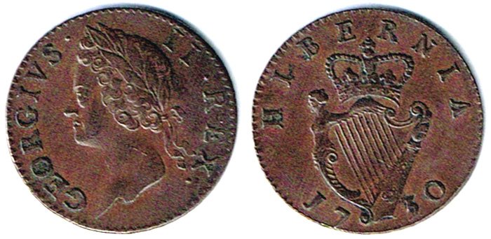 Edward I, Second Coinage 1279-1302 penny, Dublin, and George II halfpenny 1750. at Whyte's Auctions