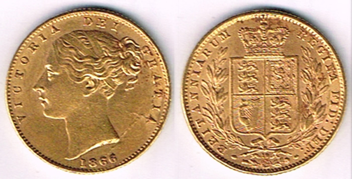 Victoria gold sovereigns, 1866 and 1888. at Whyte's Auctions