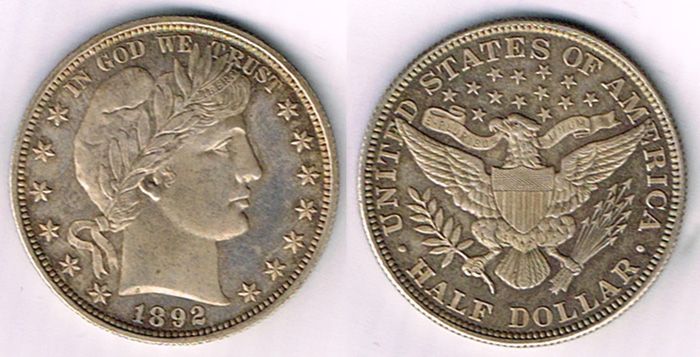 USA. Half dollar, Barber 1892. at Whyte's Auctions