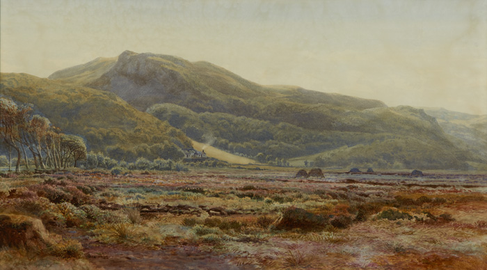 LANDSCAPE WITH COTTAGE AND TURF STACKS by Henry Albert Hartland sold for 250 at Whyte's Auctions