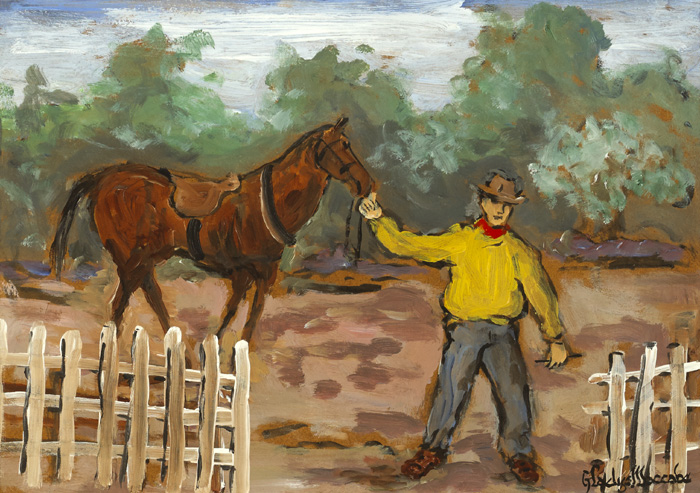 AT THE CORRAL by Gladys Maccabe MBE HRUA ROI FRSA (1918-2018) at Whyte's Auctions