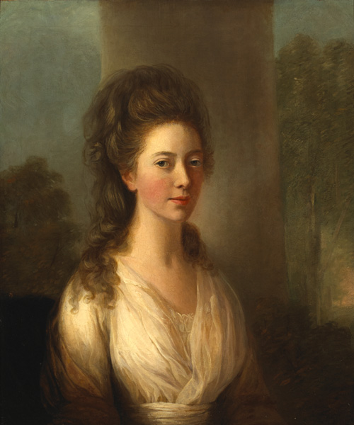 PORTRAIT OF MARY WATHEN BY A COLUMN IN A WOODED LANDSCAPE by Thomas Hickey (1741-1824) at Whyte's Auctions