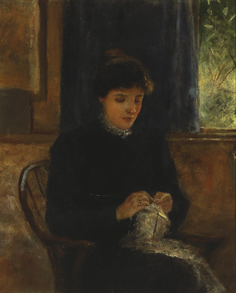 PORTRAIT OF 'LILY' (SUSAN MARY) YEATS BY HER FATHER AT BEDFORD PARK, LONDON, c. 1887-1902 by John Butler Yeats sold for 12,000 at Whyte's Auctions