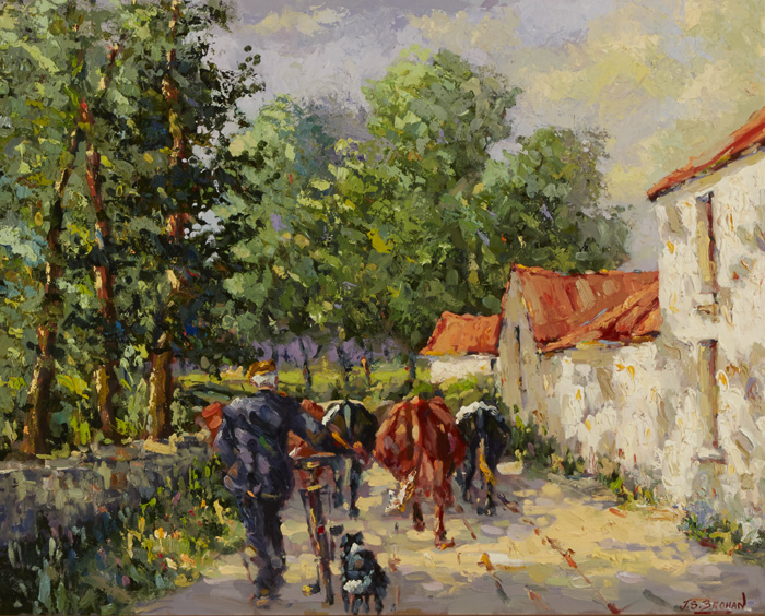 MAN WITH CATTLE IN A COUNTRY LANE by James S. Brohan (b.1952) at Whyte's Auctions