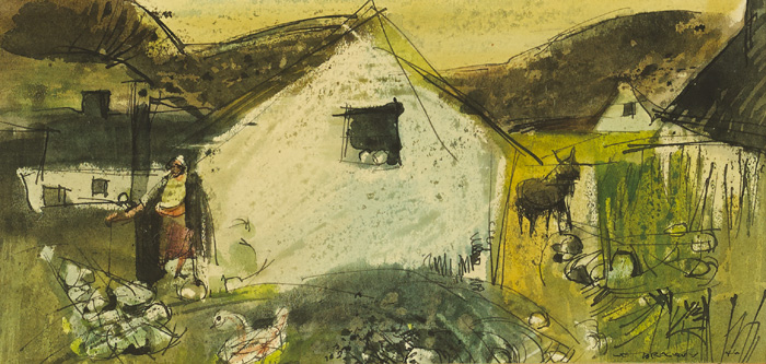 COTTAGES, ACHILL ISLAND, 1946 by Louis le Brocquy HRHA (1916-2012) at Whyte's Auctions