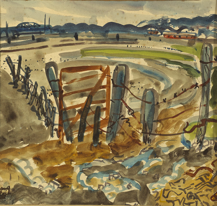VIEW FROM THE MARSH ROAD LOOKING TOWARDS GREENHILL'S COLLEGE, DROGHEDA by Nano Reid (1900-1981) at Whyte's Auctions