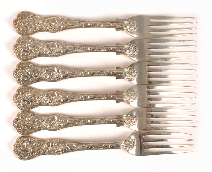 High Victorian silver table forks. at Whyte's Auctions