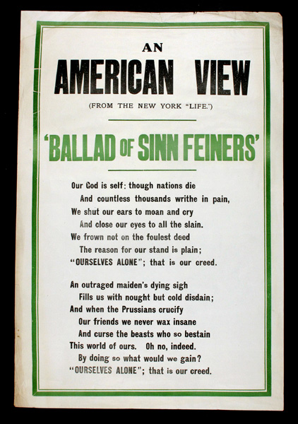WW1 Irish Recruiting Poster, An American View"" at Whyte's Auctions