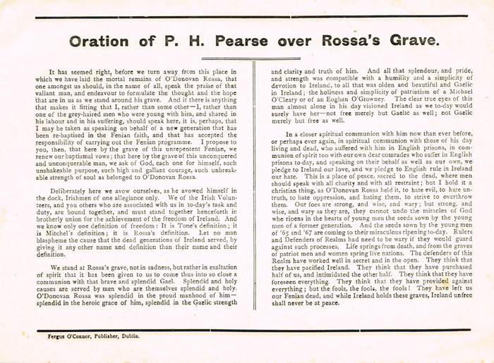 1915 Oration of Pearse over Rossa's Grave. at Whyte's Auctions