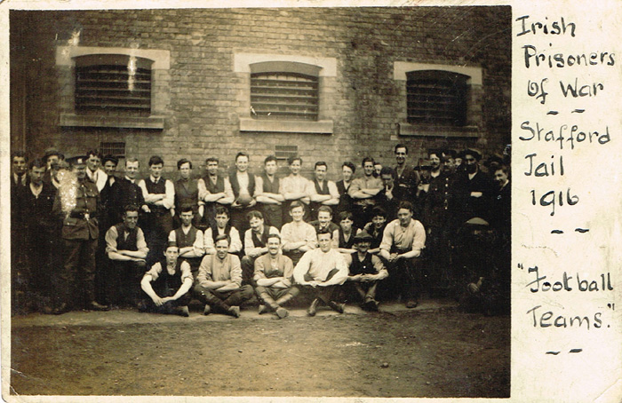1916 Irish Prisoners of War, Stafford Jail, Football Teams" postcard." at Whyte's Auctions