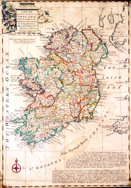 18th century map, Emanuel Bowen, A New and Accurate Map of Ireland at Whyte's Auctions