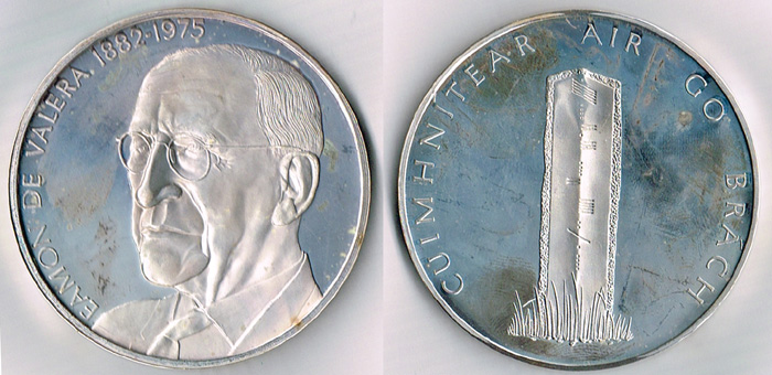 1975 Eamon de Valera and 1988 Dublin Millennium commemorative silver medals. at Whyte's Auctions